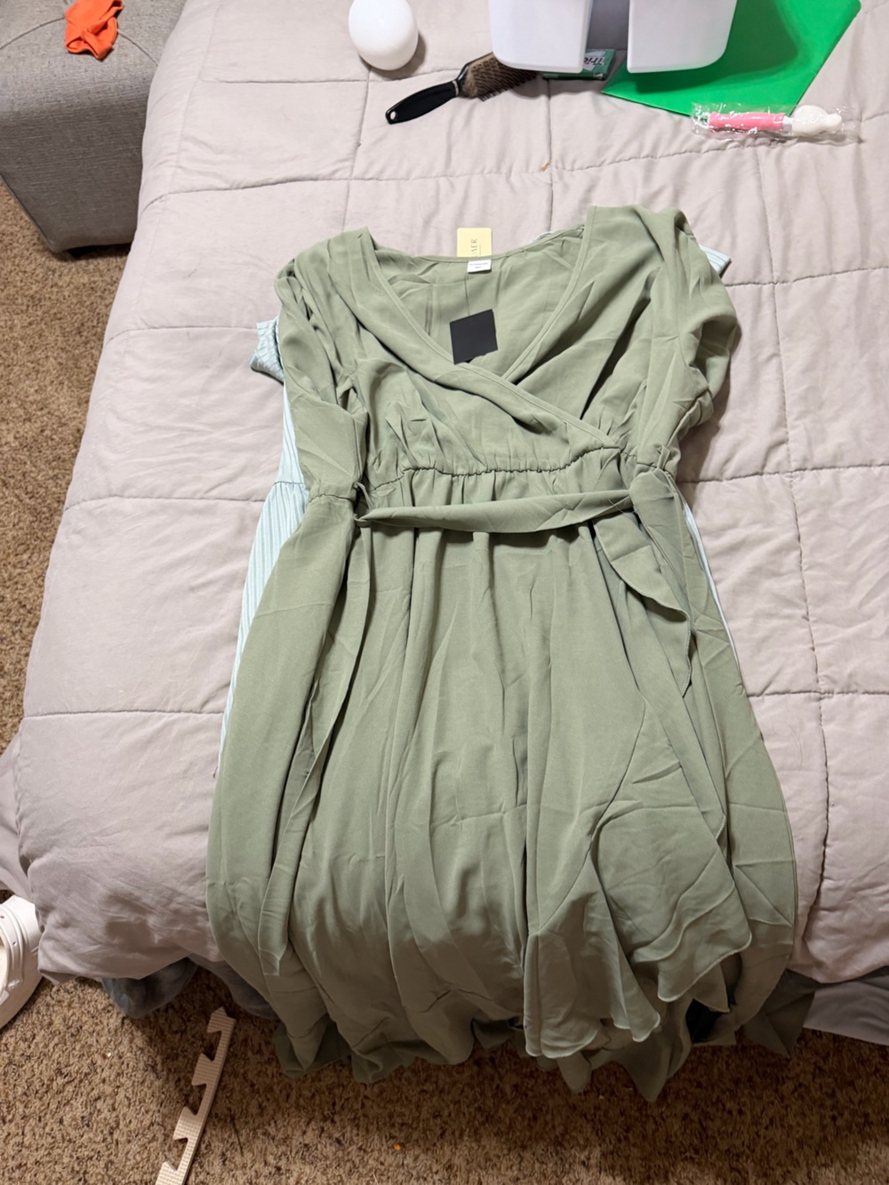 Sage Green Women's Wrap Skirt with Tie Waist